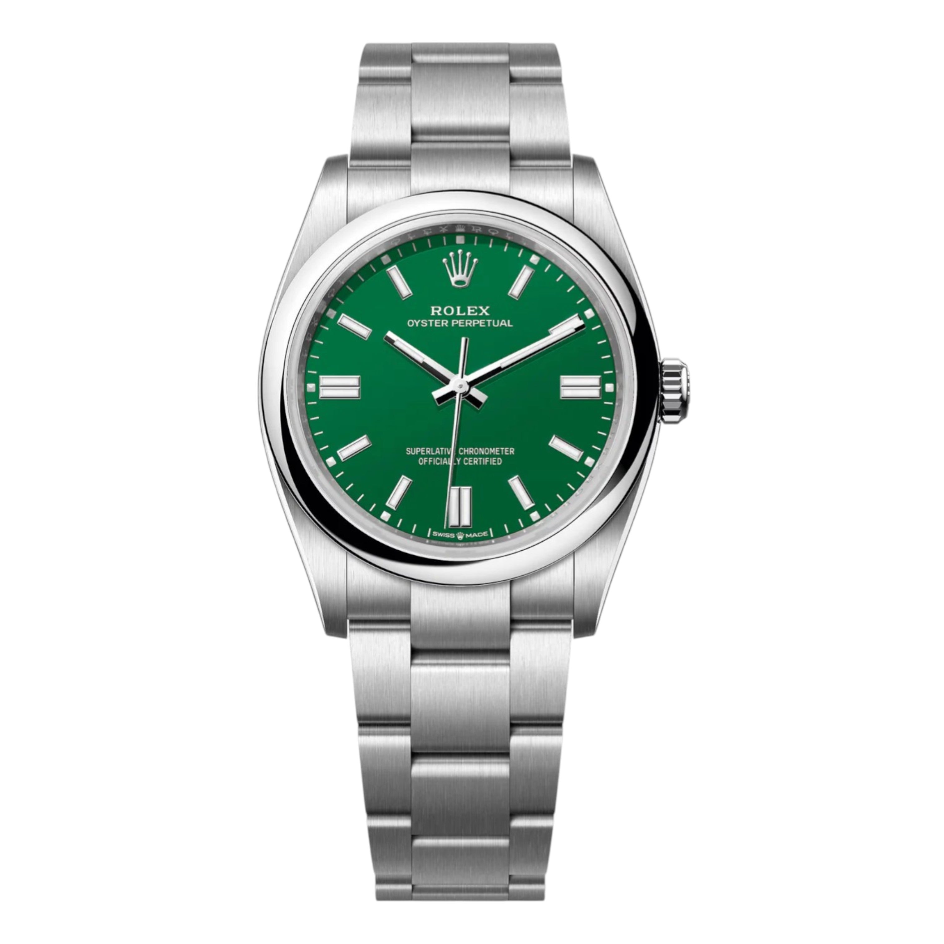 Rolex Oyster Perpetual 126000 Stainless Steel Green Dial