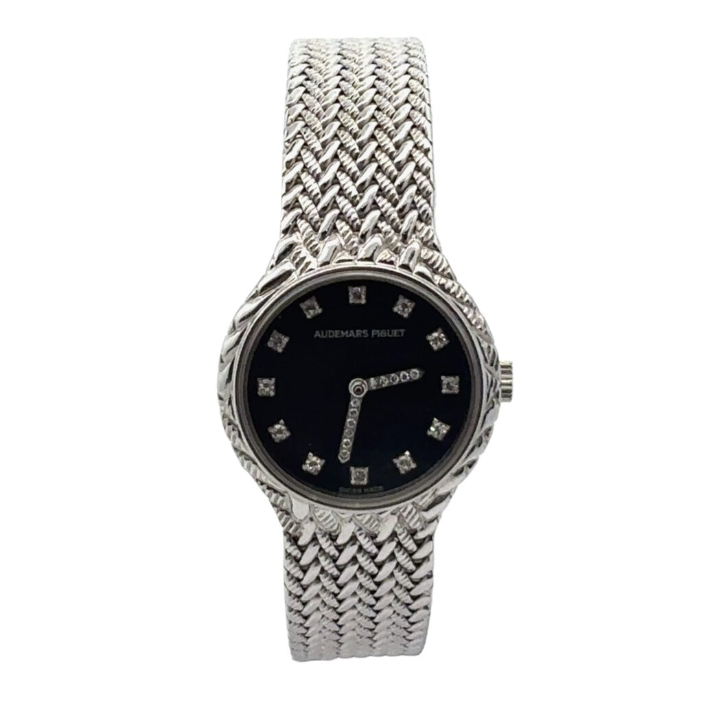 Audemars Piguet Cobra 18k White Gold 22mm Black Diamond Dial - Front View by Audemars Piguet
