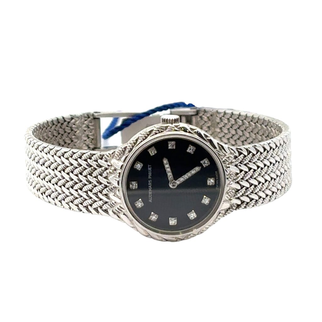 Audemars Piguet Cobra 18k White Gold 22mm Black Diamond Dial - Angle View by Audemars Piguet
