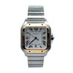 Cartier Santos W2SA0009 Two-Tone Yellow Gold Steel White Dial - Front View by Cartier