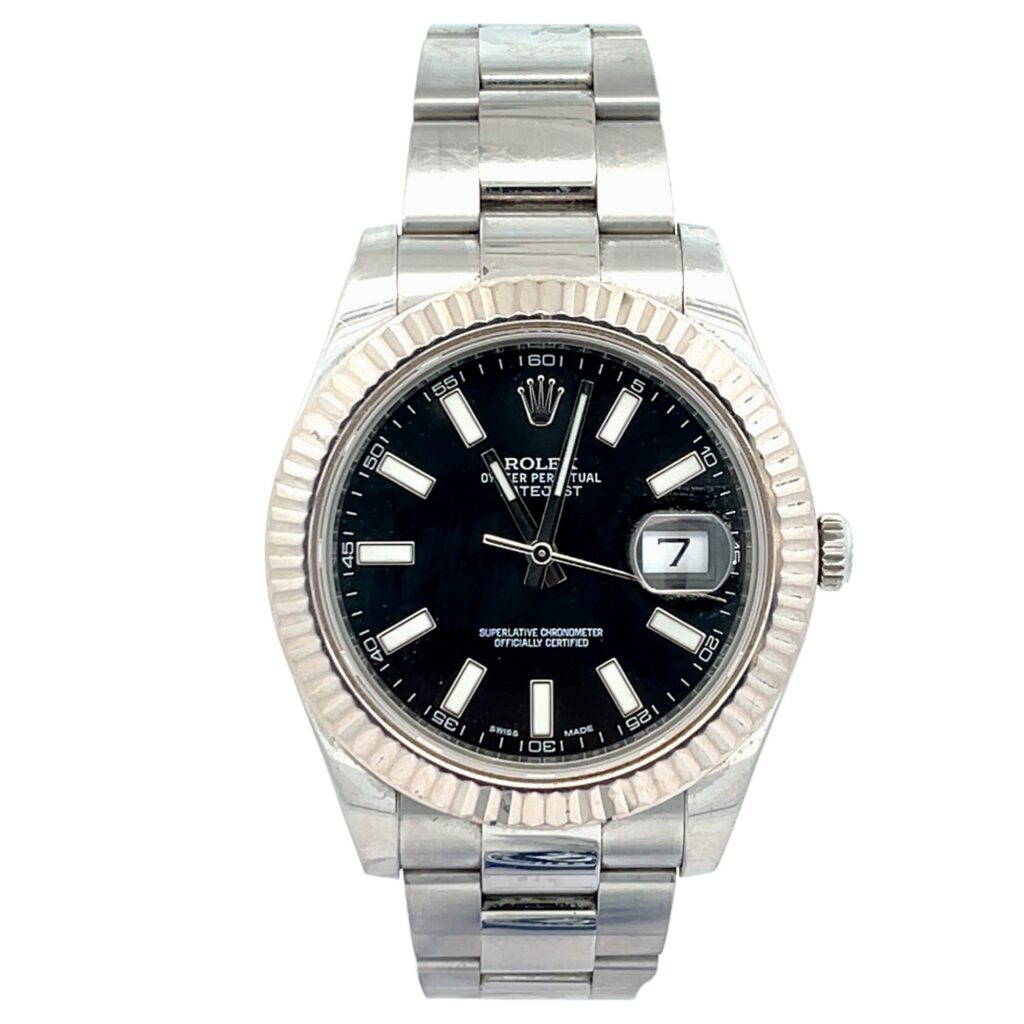 Rolex Datejust II 116334 Stainless Steel Black Dial - Front View by Rolex