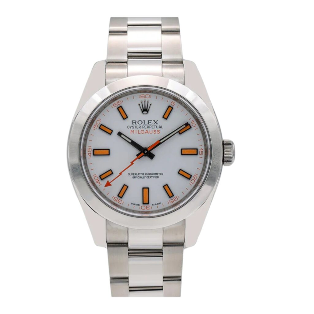 Rolex Milgauss 116400 Stainless Steel White Dial - Front View by Rolex