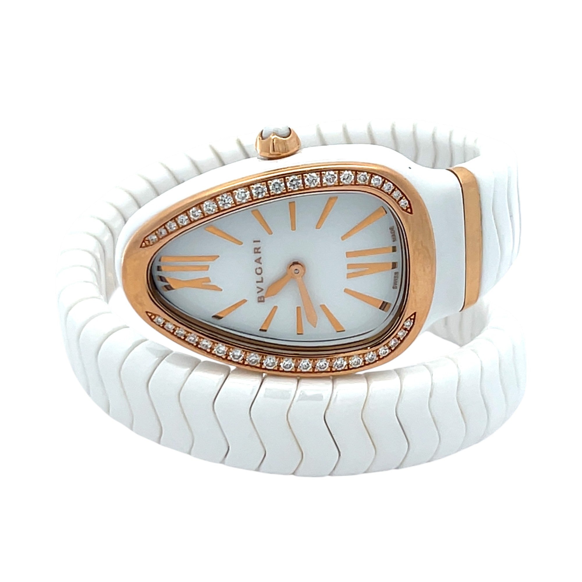 Bulgari Serpenti Spiga 102613 Ceramic & Rose Gold White Dial