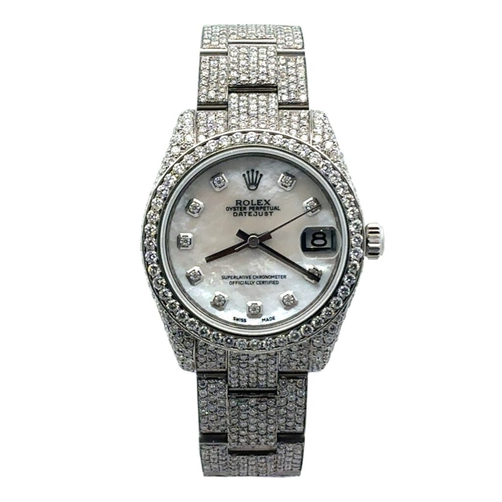 Rolex Datejust 31 178240 MOP Diamond Dial Diamond Bezel - Front View by Rolex