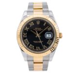 Rolex Datejust II 116333 Yellow Gold & Steel Black Roman Dial - Front View by Rolex