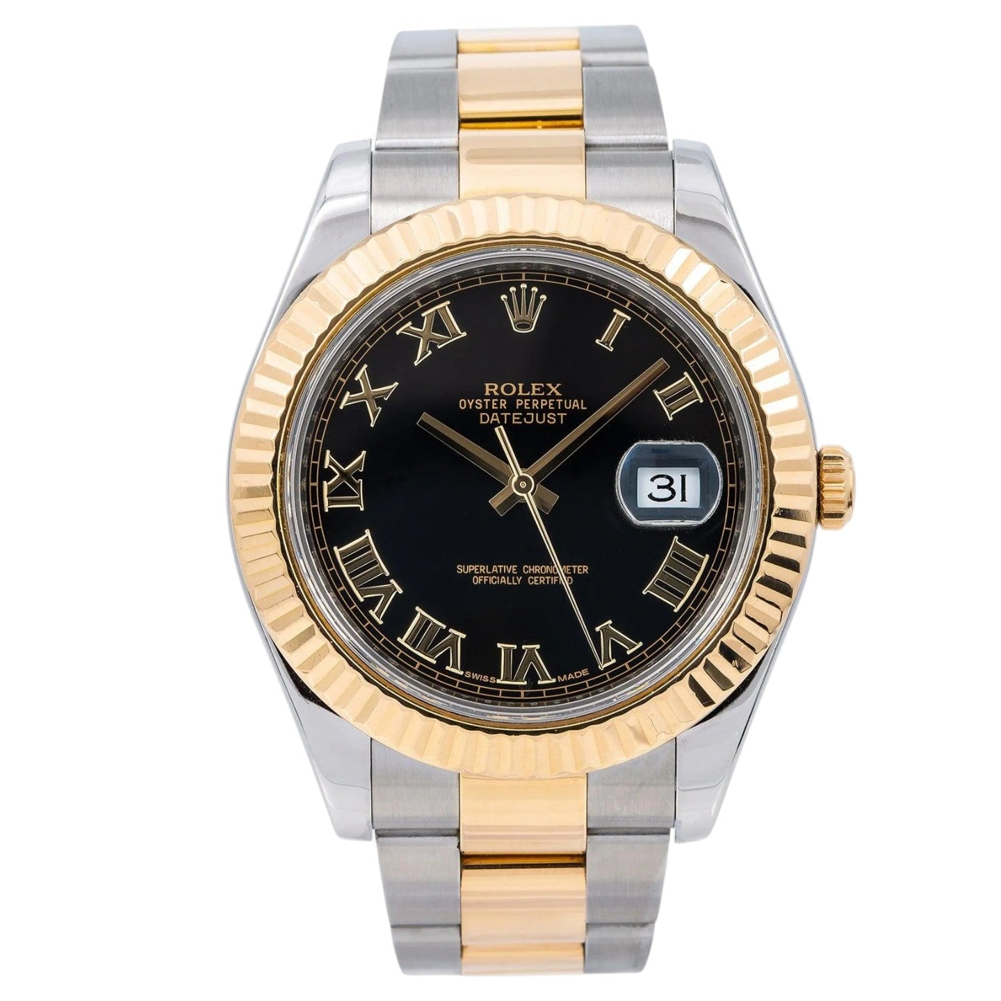 Rolex Datejust II 116333 Yellow Gold & Steel Black Roman Dial