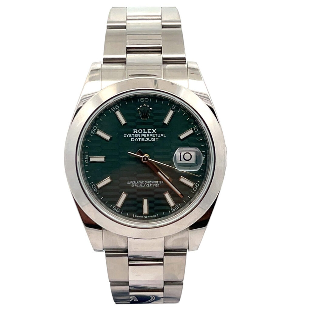 Rolex Datejust 41 126300 Steel Green Motif Dial - Front View by Rolex