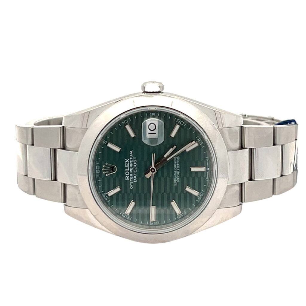 Rolex Datejust 41 126300 Steel Green Motif Dial - Angle View by Rolex