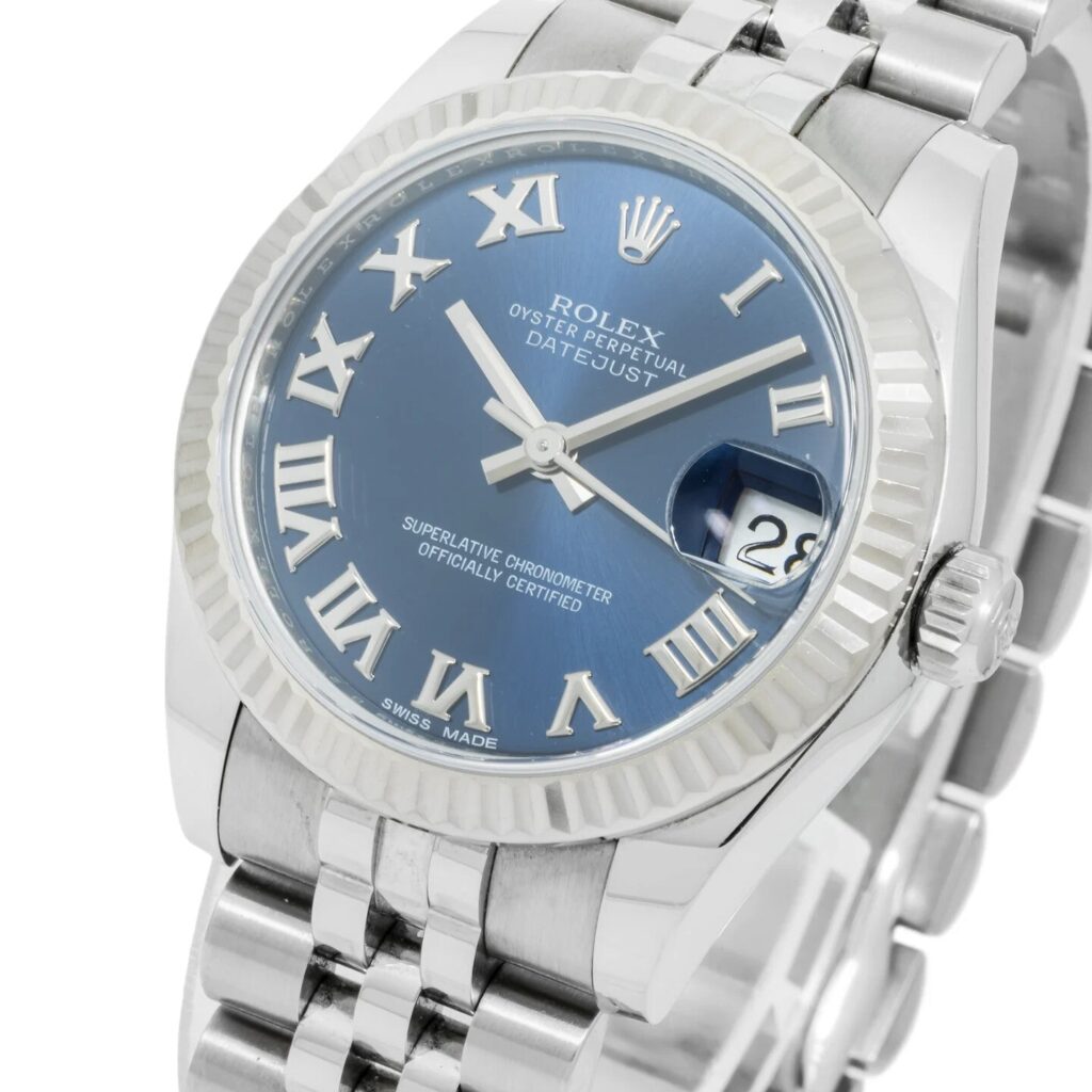 Rolex Datejust 31 278274 Steel & White Gold Blue Roman Dial - Angle View by Rolex