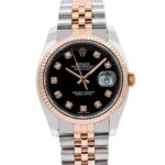 Rolex Datejust 116231 Steel and Rose Gold Black Diamond Dial - Front View by Rolex