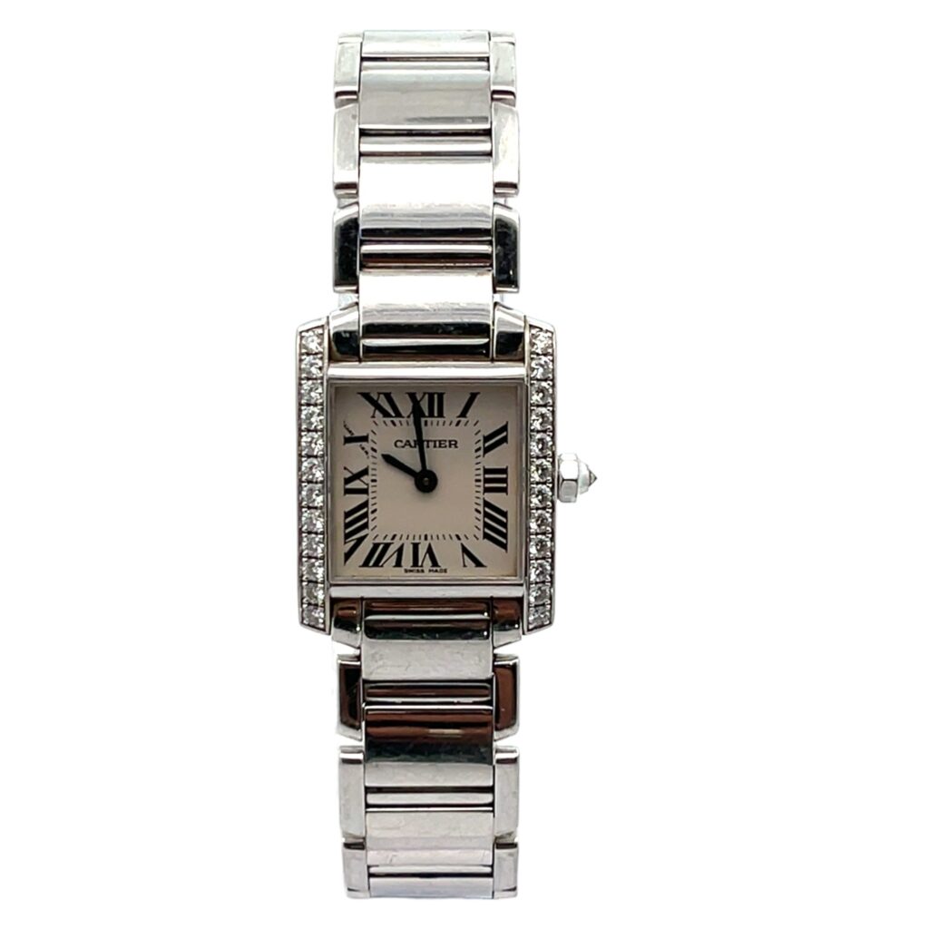 Cartier Tank Francaise WE1002S3 18k White Gold White Dial - Front View by Cartier