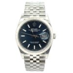 Rolex Datejust 126234 Stainless Steel & White Gold Blue Stick Dial - Front View by Rolex