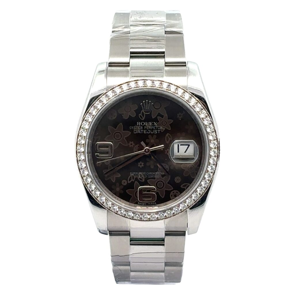 Rolex Datejust 36 116244 Steel Diamond Flower Dial - Front View by Rolex