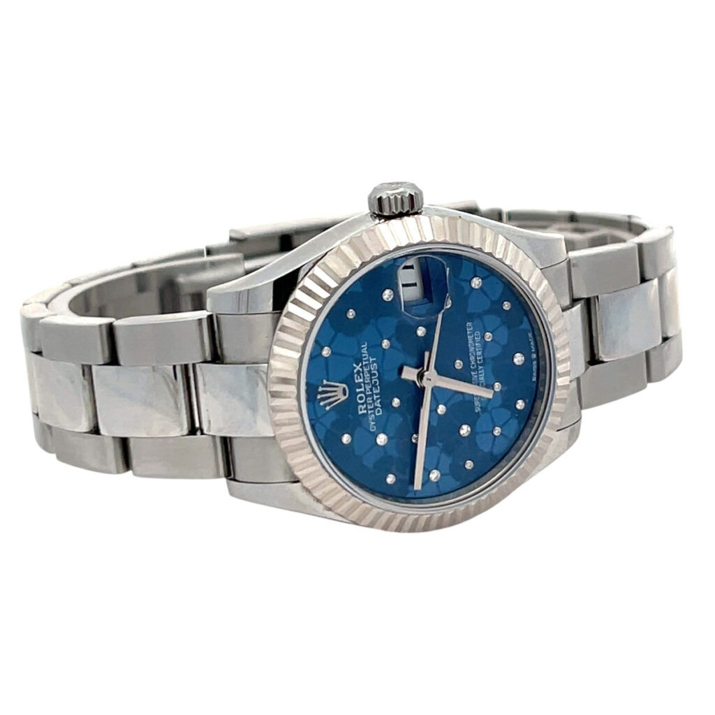 Rolex Datejust 31 278274 Steel White Gold Azzurro Floral Dial - Angle View by Rolex