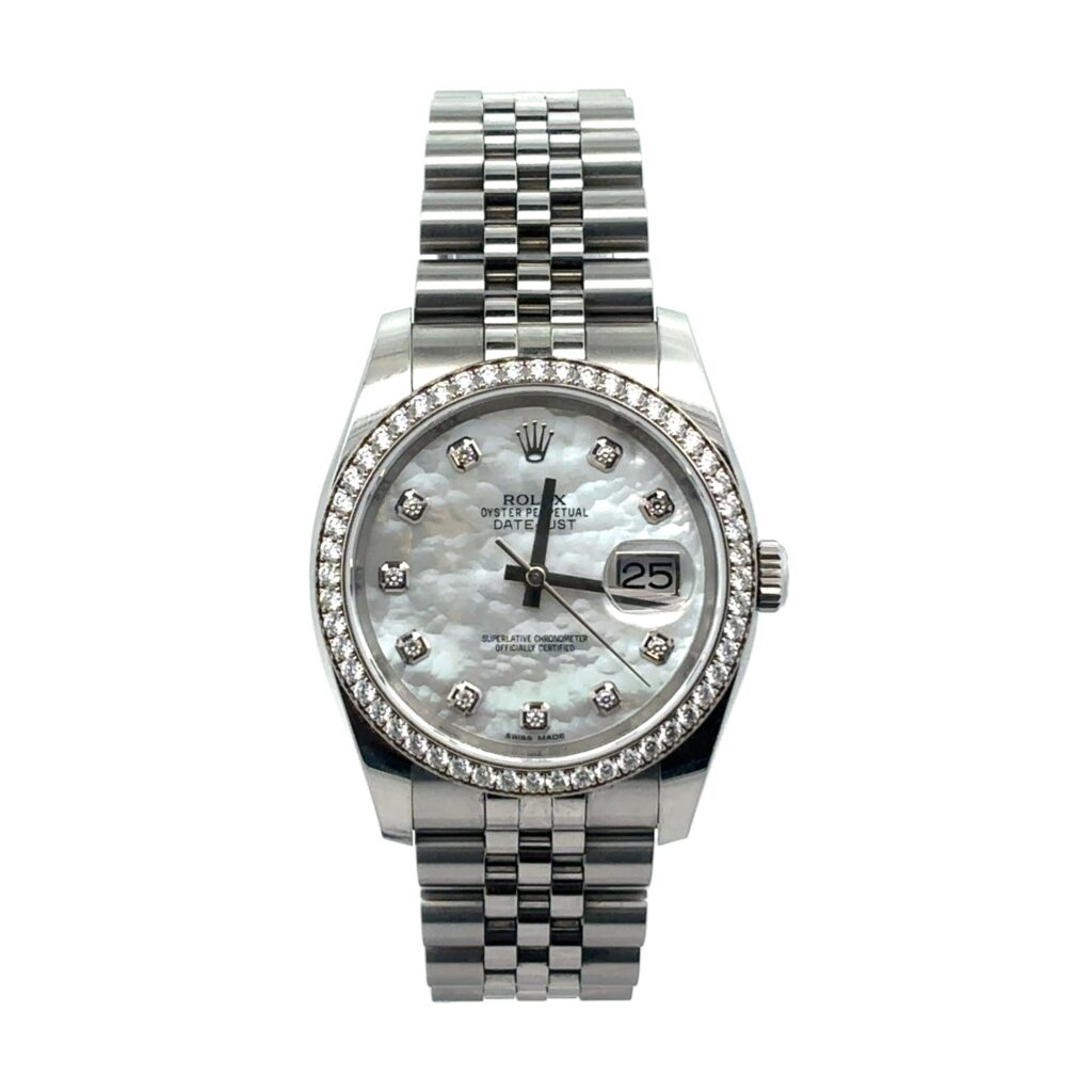 Rolex Datejust 36 116244 Steel MOP Diamond Dial - Front View by Rolex