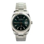 Rolex Datejust 36 126234 White Gold Fluted Bezel Green Motif Dial - Front View by Rolex