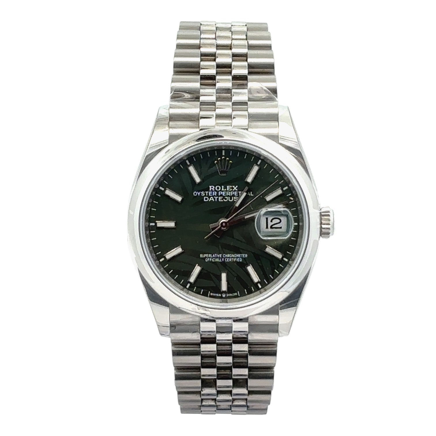 Rolex Datejust 36 126234 Steel & White Gold Palm Green Motif Dial