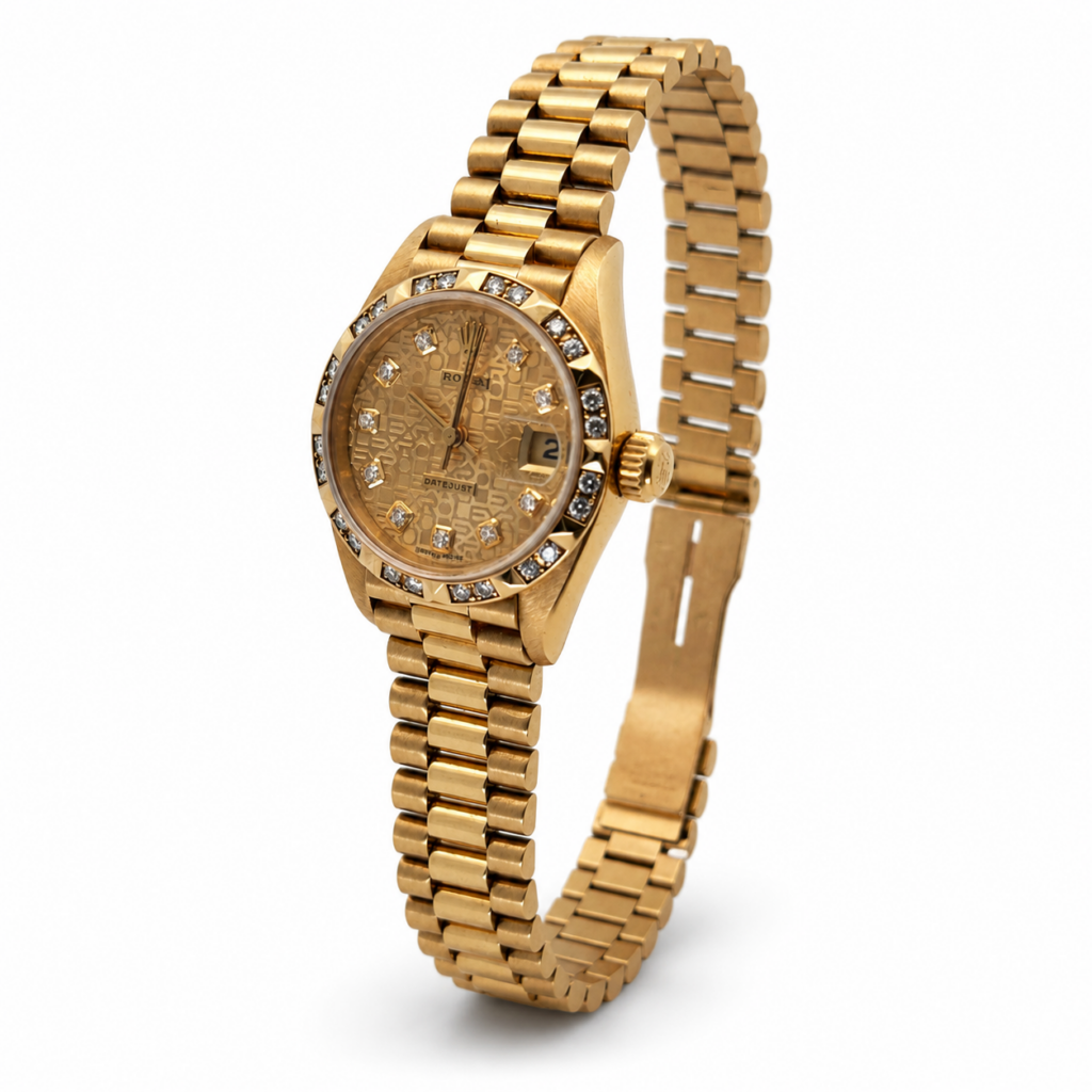 Rolex Datejust 79258 Yellow Gold Champagne Diamond Dial - Angle View by Rolex
