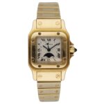 Cartier Santos Galbee 819902 18K Yellow Gold White Moonphase Dial - Front View by Cartier