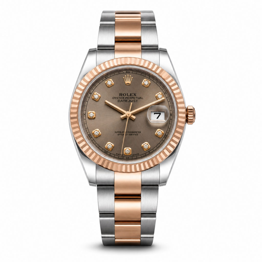 Rolex Datejust 41 126331 Two-Tone Rose Gold Sundust Pink Diamond Dial - Angle View by Rolex