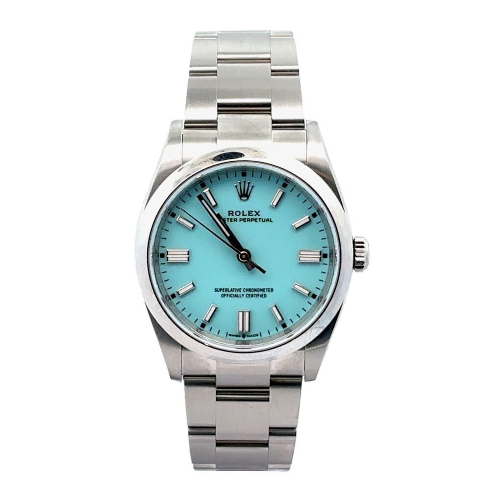 Rolex Oyster Perpetual 126000 Stainless Steel Tiffany Dial - Front View by Rolex