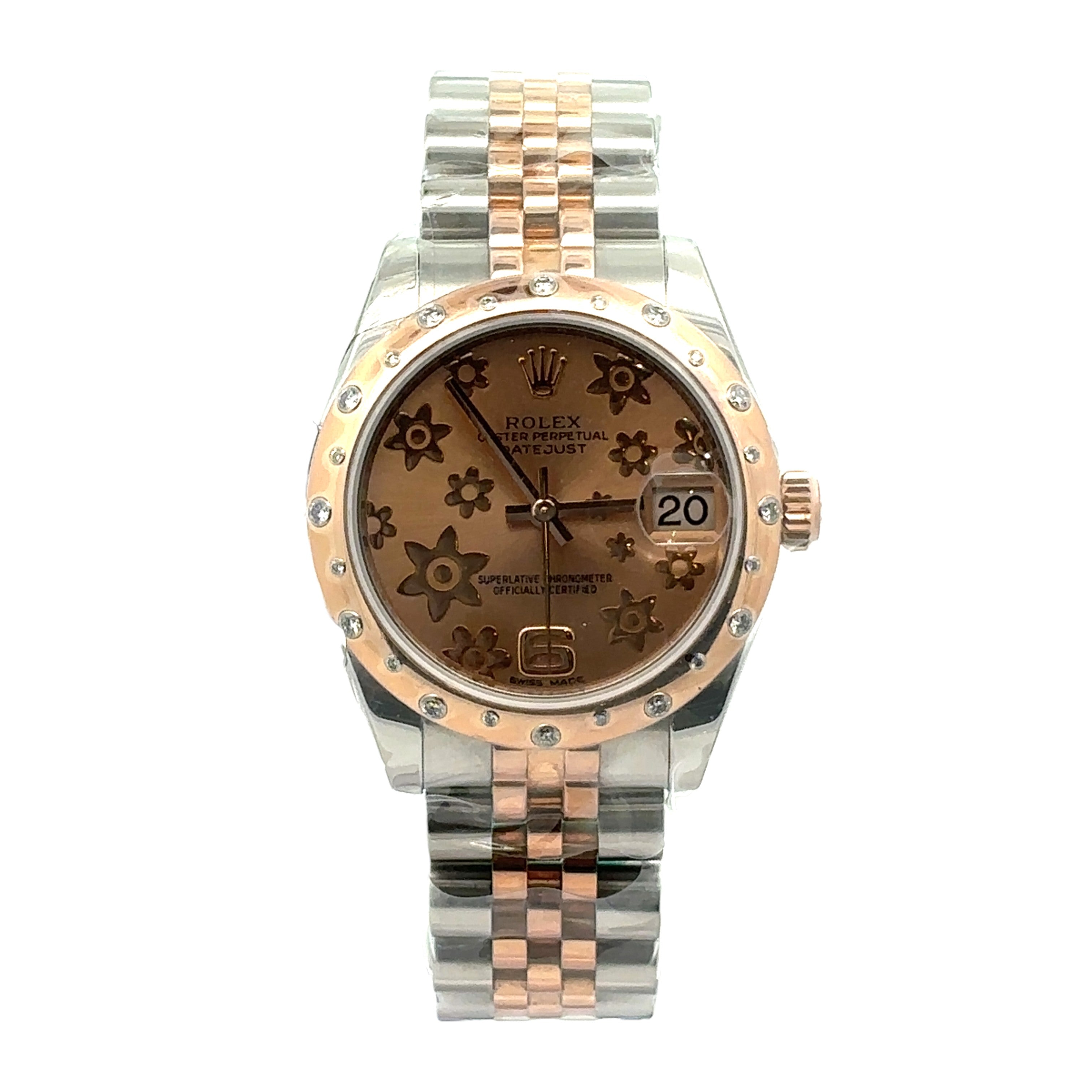Rolex Datejust 31 178341 Factory Floral Pink Dial Diamond Bezel