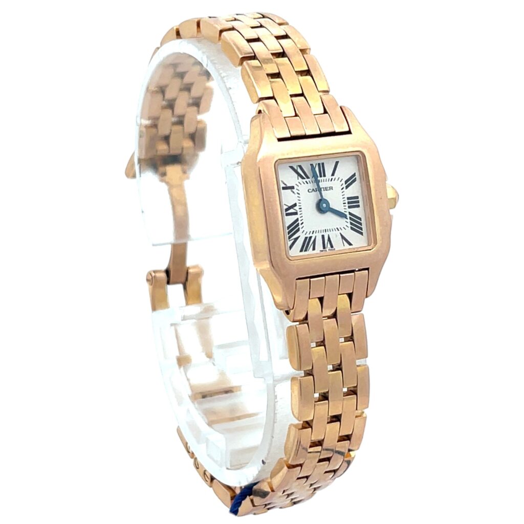 Cartier Santos Demoiselle W25077X9 18K Rose Gold White Dial - Angle View by Cartier