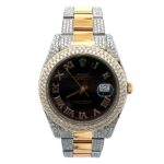 Rolex Datejust II 116333 Steel & Yellow Gold Diamond Black Roman Dial - Front View by Rolex