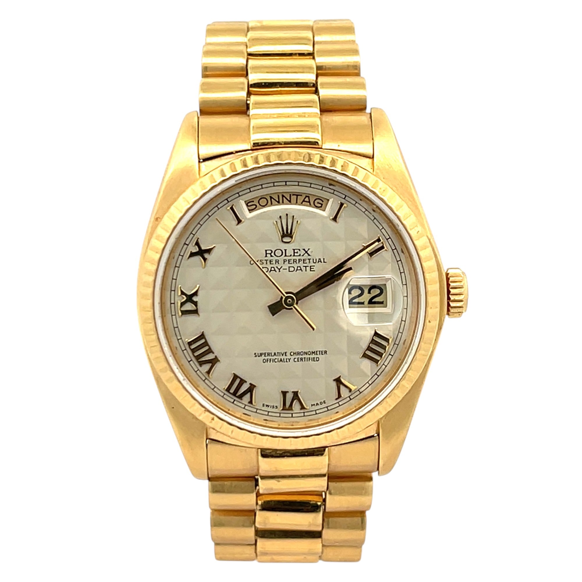 Rolex Day-Date 18038 Yellow Gold Factory Pyramid Dial