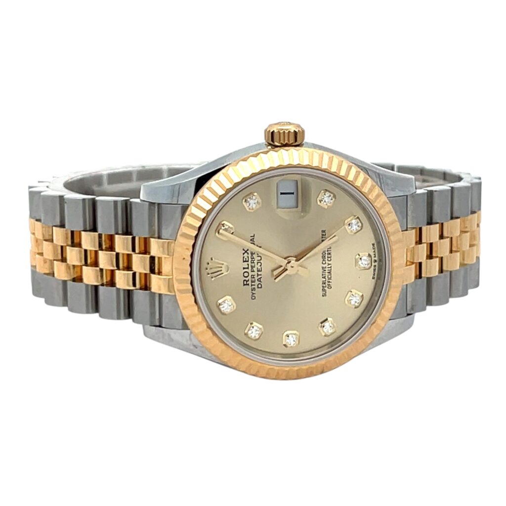 Rolex Datejust 31 278273 Yellow Gold and Steel Champagne Diamond Dial - Angle View by Rolex