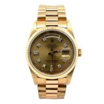 Rolex Day-Date 18238 Yellow Gold Champagne Diamond Dial - Front View by Rolex