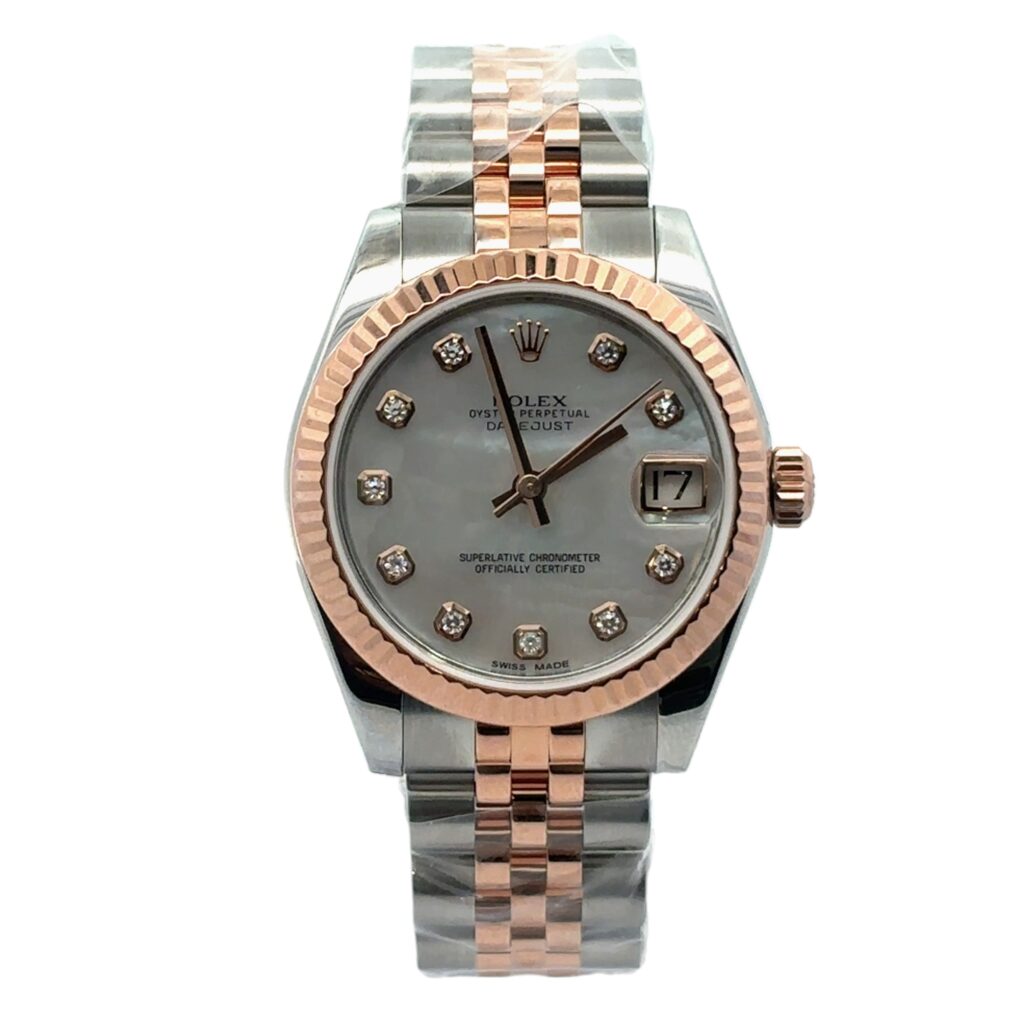 Rolex Datejust 31 178271 Steel & Rose Gold Mother of Pearl Diamond Dial - Front View by Rolex