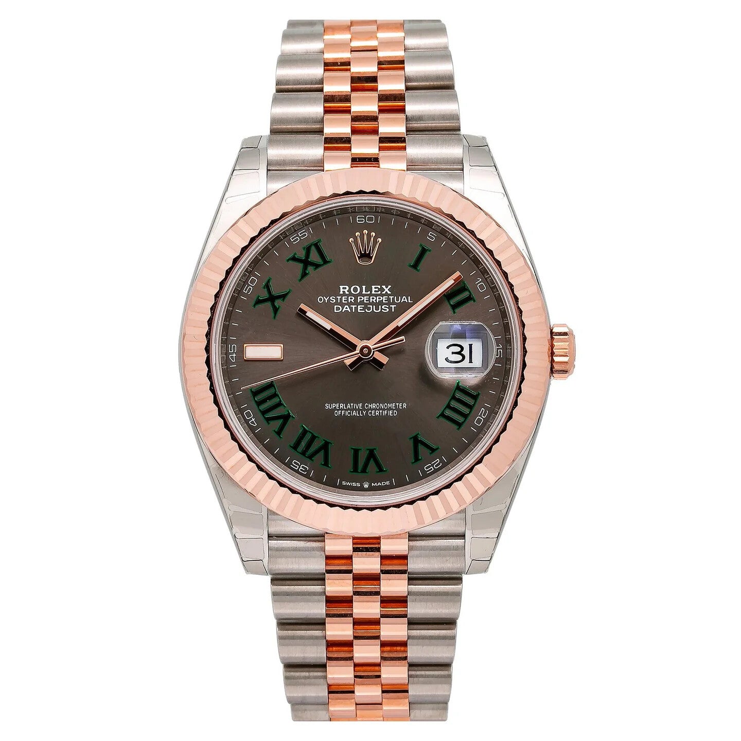 Rolex Datejust 41 126331 Rose Gold and Steel Wimbledon Grey Roman Dial