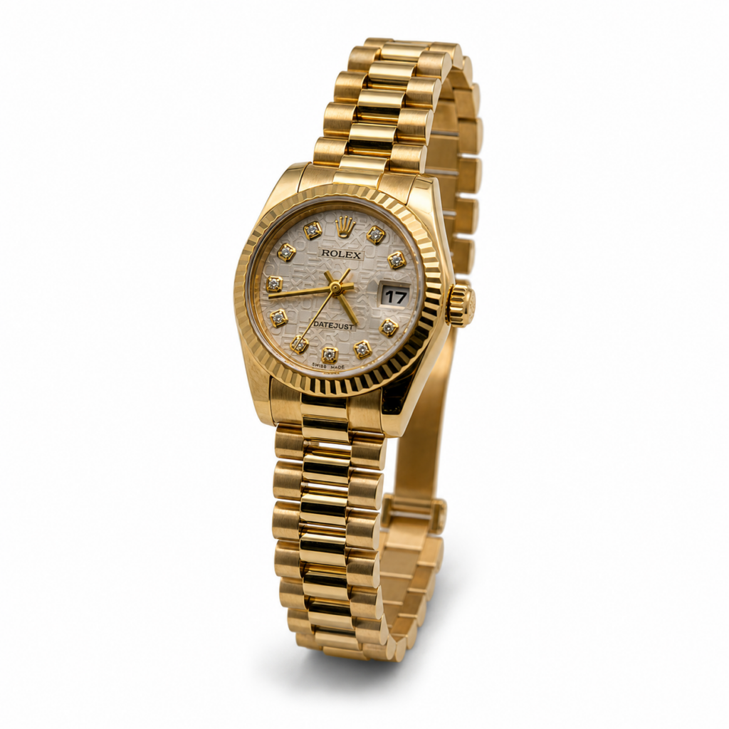 Rolex Lady-Datejust 179178 Yellow Gold Champagne Diamond Dial - Angle View by Rolex