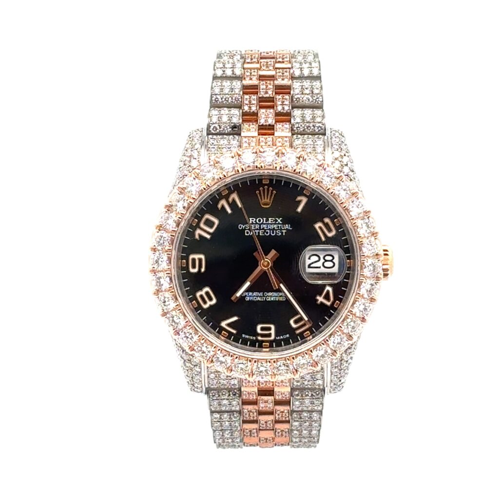 Rolex Datejust 116231 Rose Gold & Steel Black Concentric Dial - Front View by Rolex