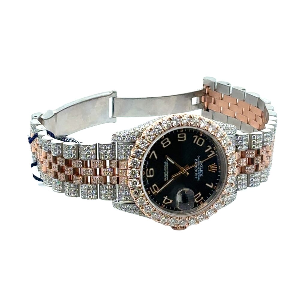 Rolex Datejust 116231 Rose Gold & Steel Black Concentric Dial - Angle View by Rolex