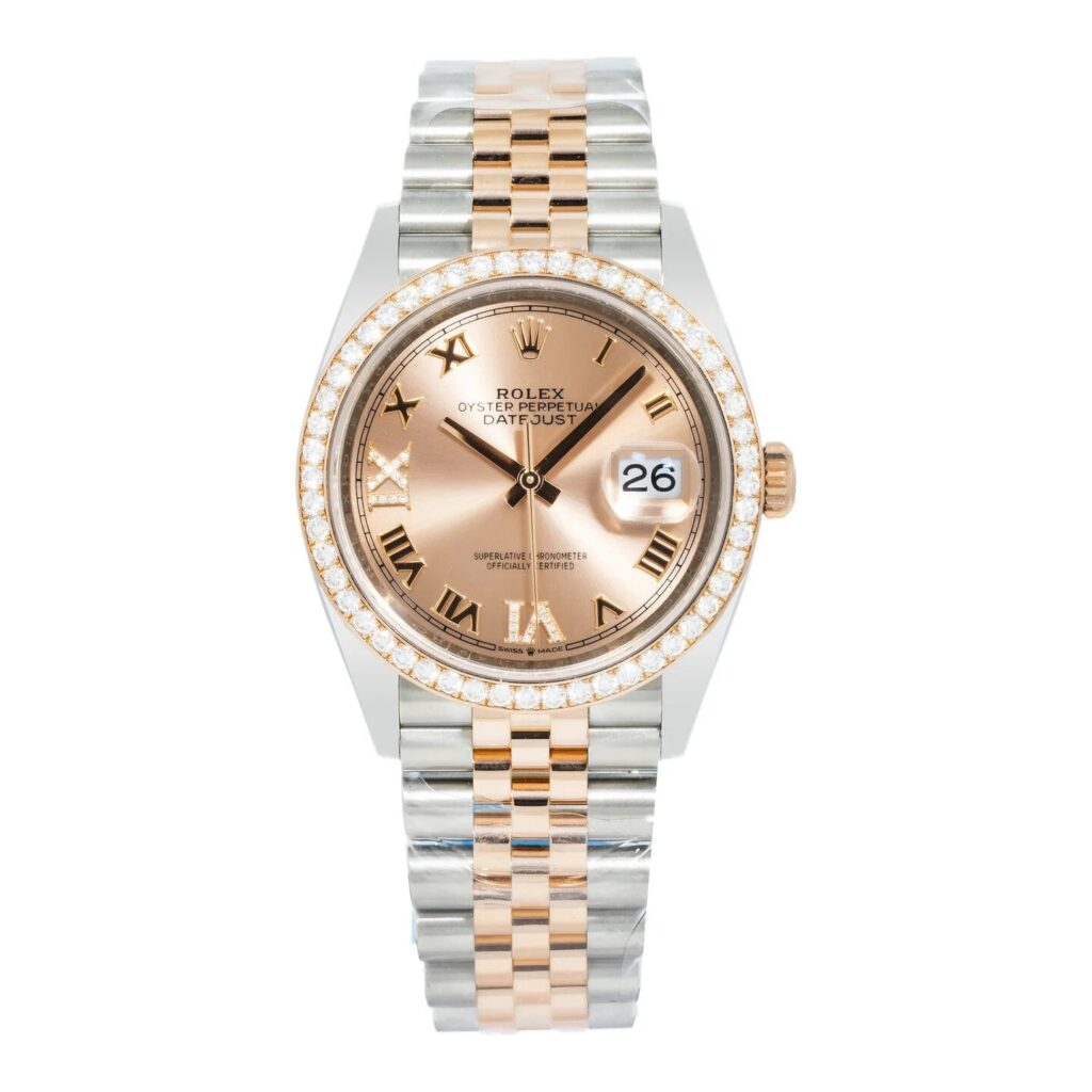 Rolex Datejust 126281RBR Rose Gold & Steel Chocolate Diamond Dial - Front View by Rolex