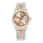 Rolex Datejust 126281RBR Rose Gold & Steel Chocolate Diamond Dial - Front View by Rolex