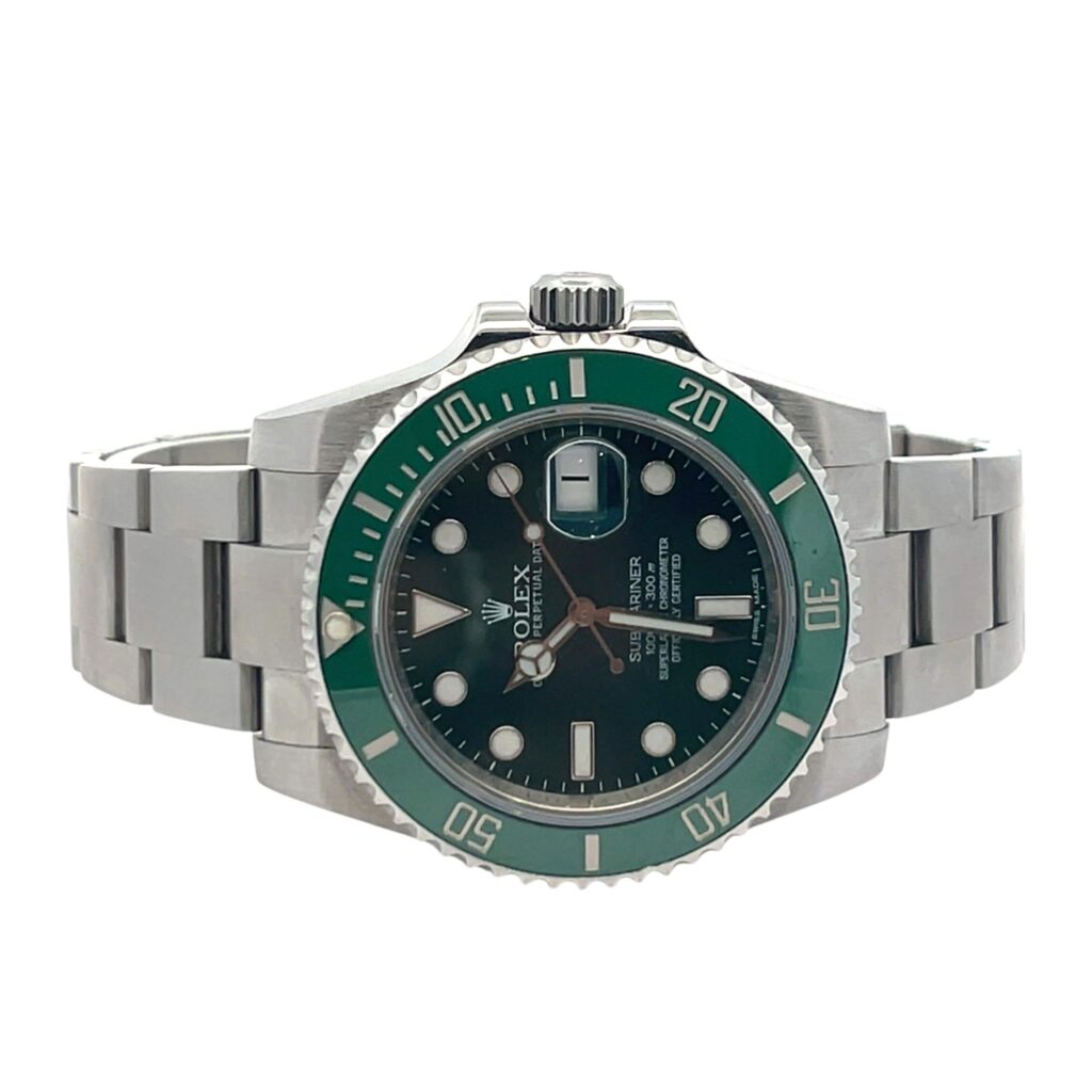 Rolex Submariner Date 116610LV Stainless Steel Green Dial - Angle View by Rolex