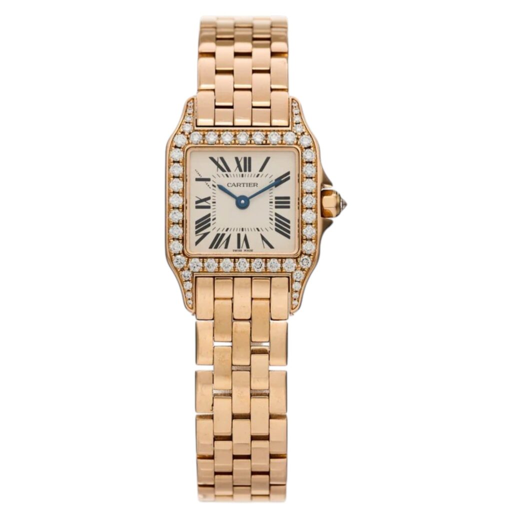 Cartier Santos Demoiselle WF9008Z8 Rose Gold White Dial - Front View by Cartier