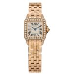 Cartier Santos Demoiselle WF9008Z8 Rose Gold White Dial - Front View by Cartier
