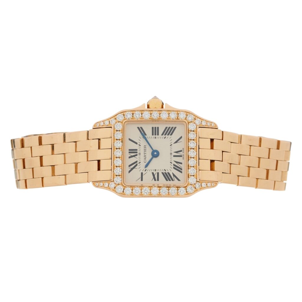 Cartier Santos Demoiselle WF9008Z8 Rose Gold White Dial - Angle View by Cartier