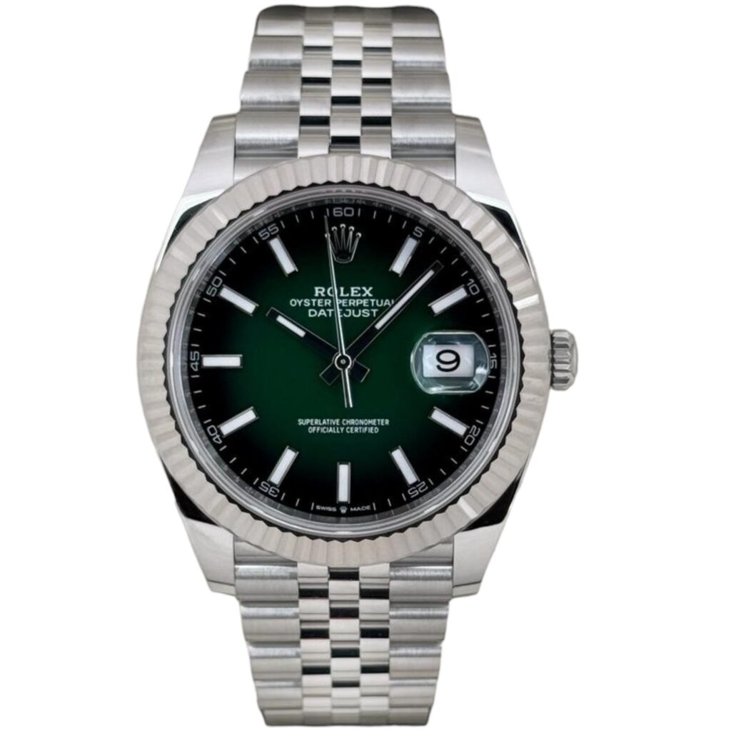 Rolex Datejust 41 126334 Steel & White Gold Green Ombre Dial - Front View by Rolex