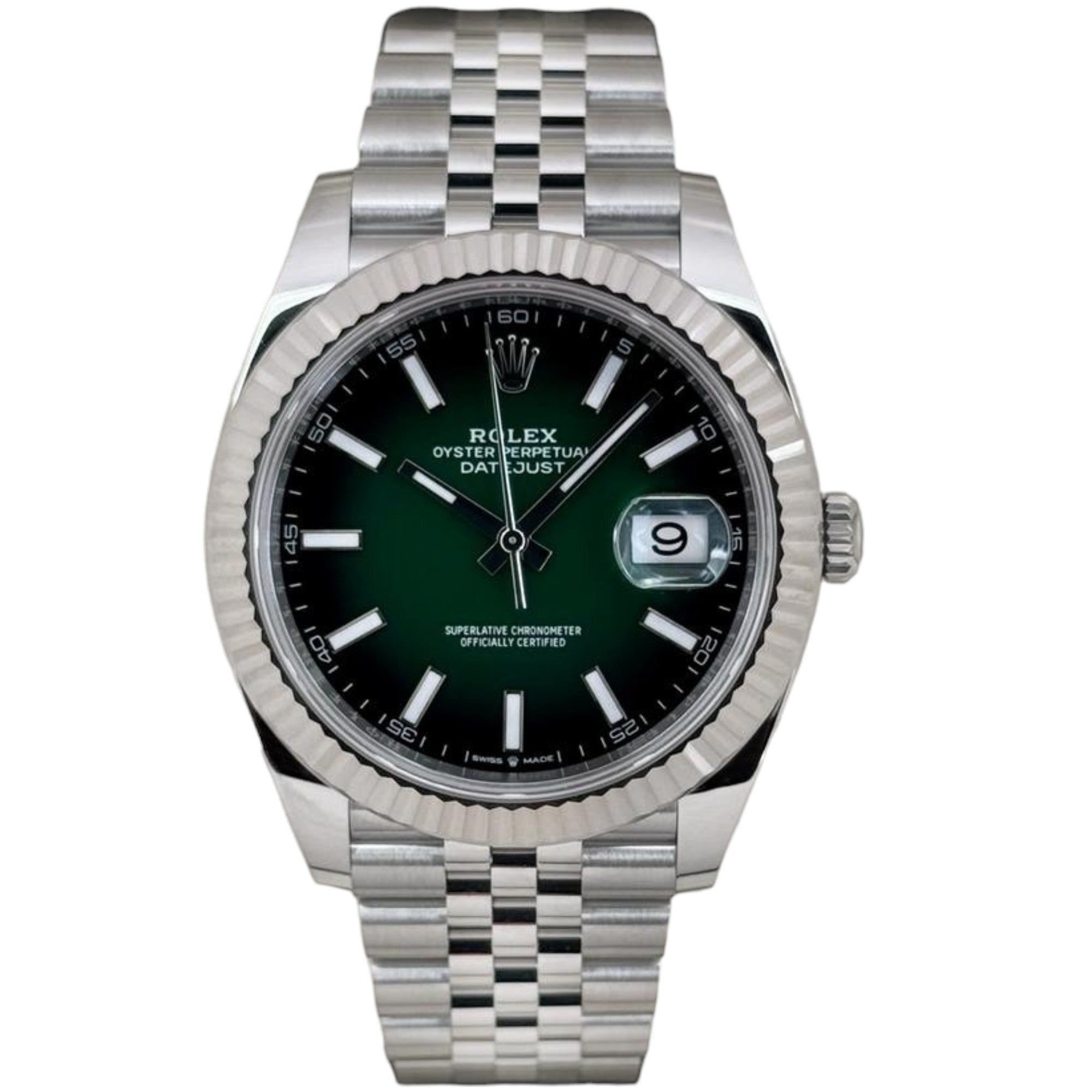 Rolex Datejust 41 126334 Steel & White Gold Green Ombre Dial