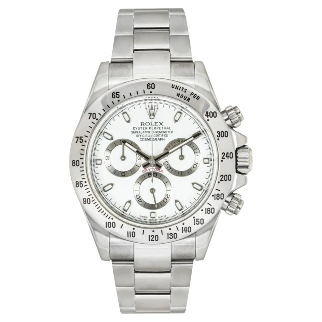 Rolex Cosmograph Daytona 116520 Stainless Steel White Dial - Front View by Rolex