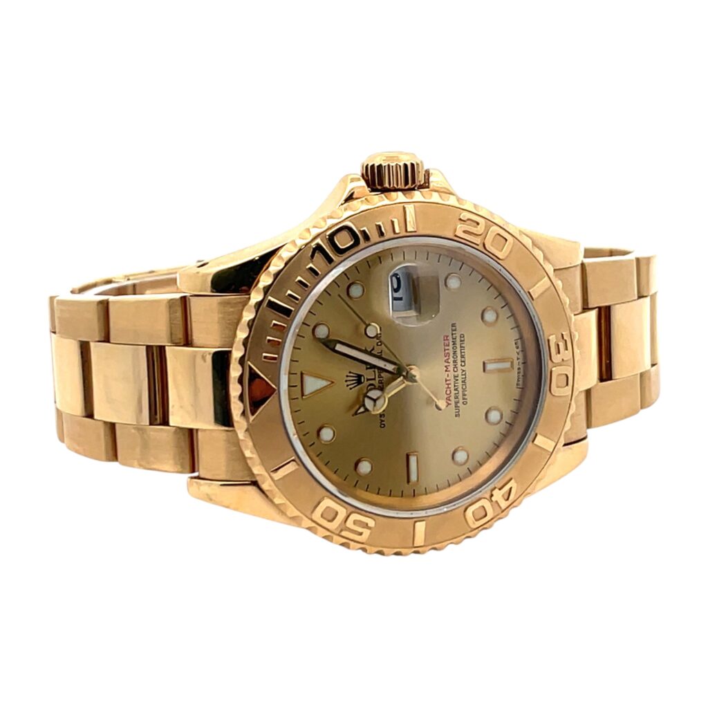 Rolex Yacht-Master 16628 18k Yellow Gold Champagne Dial - Side View by Rolex