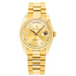 Rolex Day-Date 36 118238 Yellow Gold Champagne Diamond Dial - Front View by Rolex