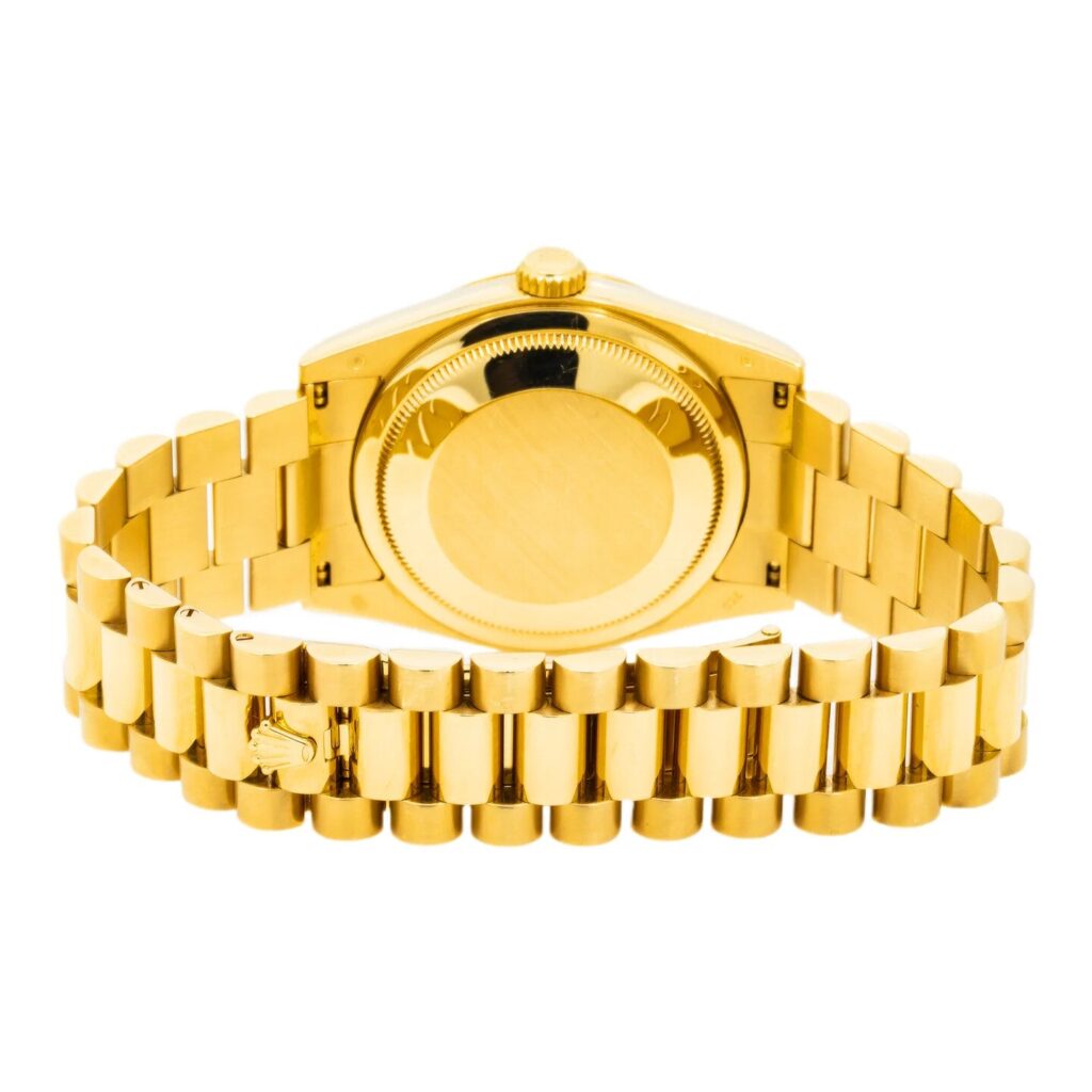 Rolex Day-Date 118238 Yellow Gold Champagne Diamond Dial - Angle View by Rolex