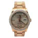 Rolex Day-Date 118205 18k Everose Gold Pink Diamond Dial - Front View by Rolex
