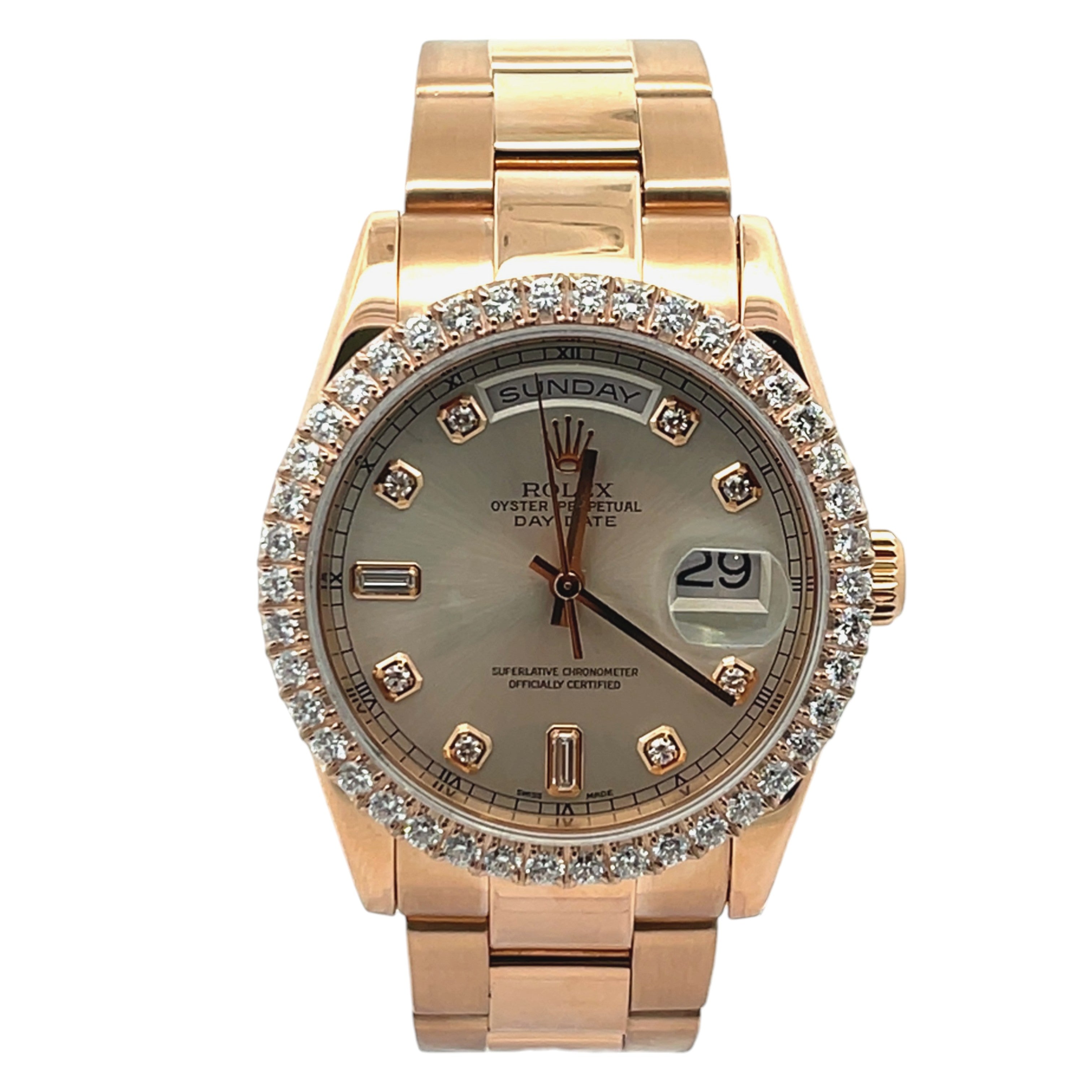 Rolex Day-Date 118205 18k Everose Gold Pink Diamond Dial